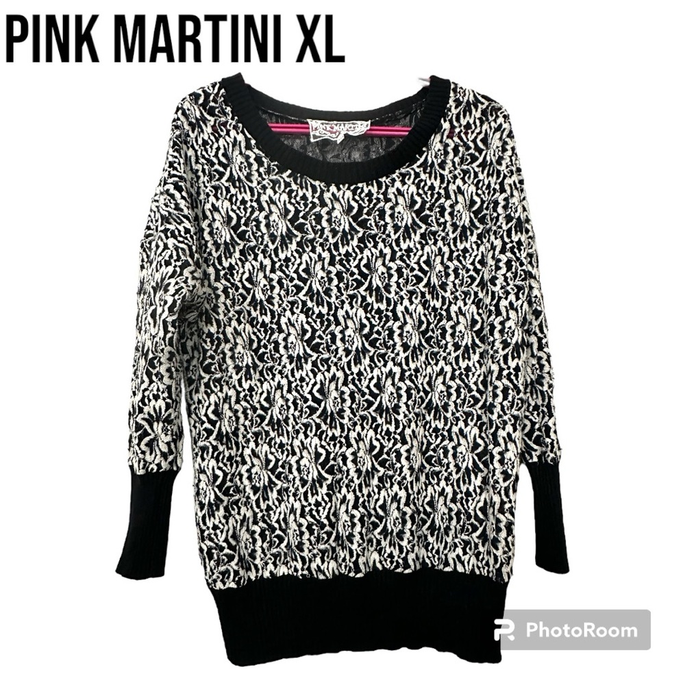 Pink martini sheer lace sweater XL